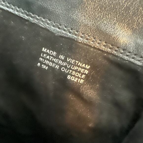 Michael Kors Farrah Flat Black Leather Gold Logo Ankle Boot 8.5 - Picture 7 of 8